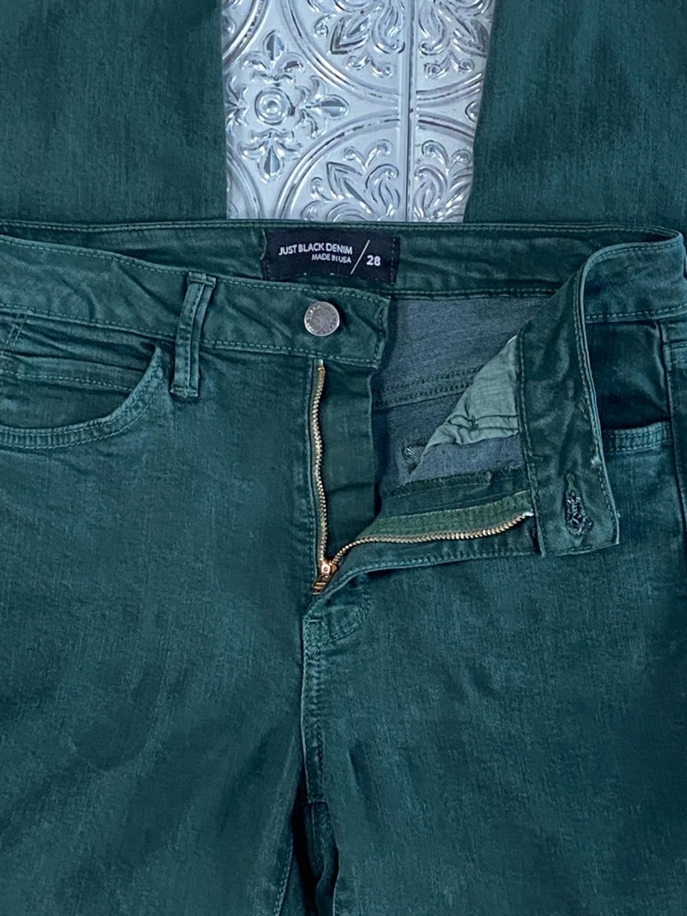 Just Black Denim Dark Green Skinny Jeans 28 Soft Lyocell Blend - Picture 5 of 7